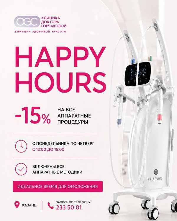 Happy Hours: -15% на все аппаратные процедуры